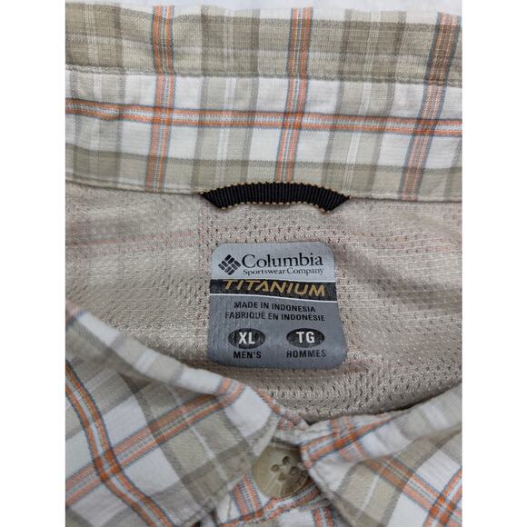 Columbia Titanium Vented Mens Plaid Button Up Shirt XL Brown Outdoor Fishing - Picture 2 of 7
